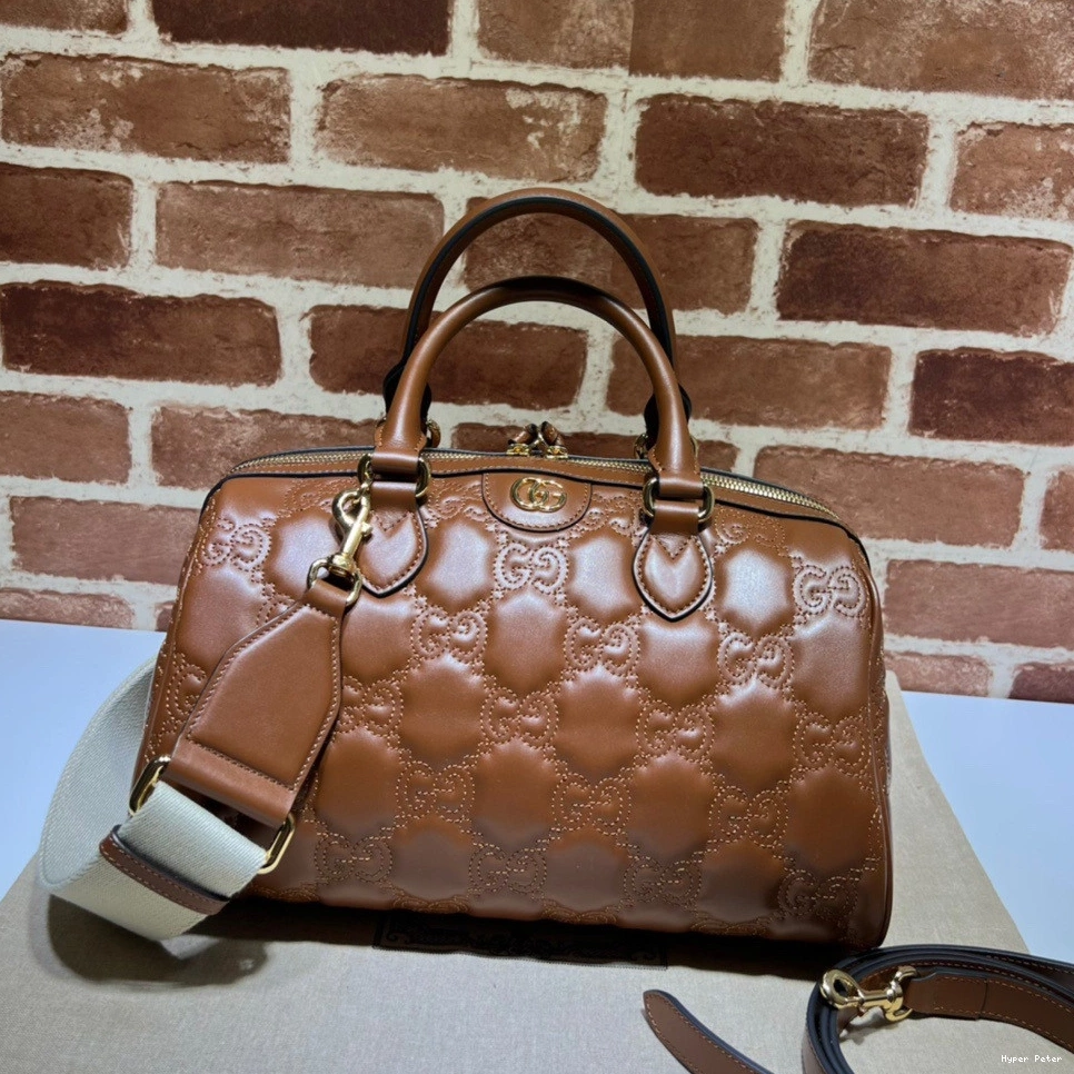 Hyper Peter leather matelassé GUCCI handle GG bag top 0821